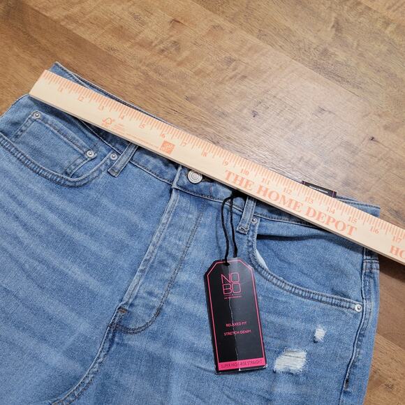 NWT No Boundaries Super High Rise Straight Jeans Size13 32x27 Buttonfly Distress - Picture 9 of 14